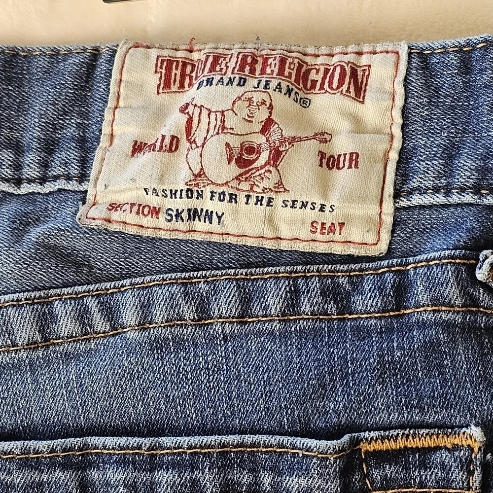 True Religion Jeans mens 34 Blue Denim Medium wash Vintage Retro 90s jeans Y2K